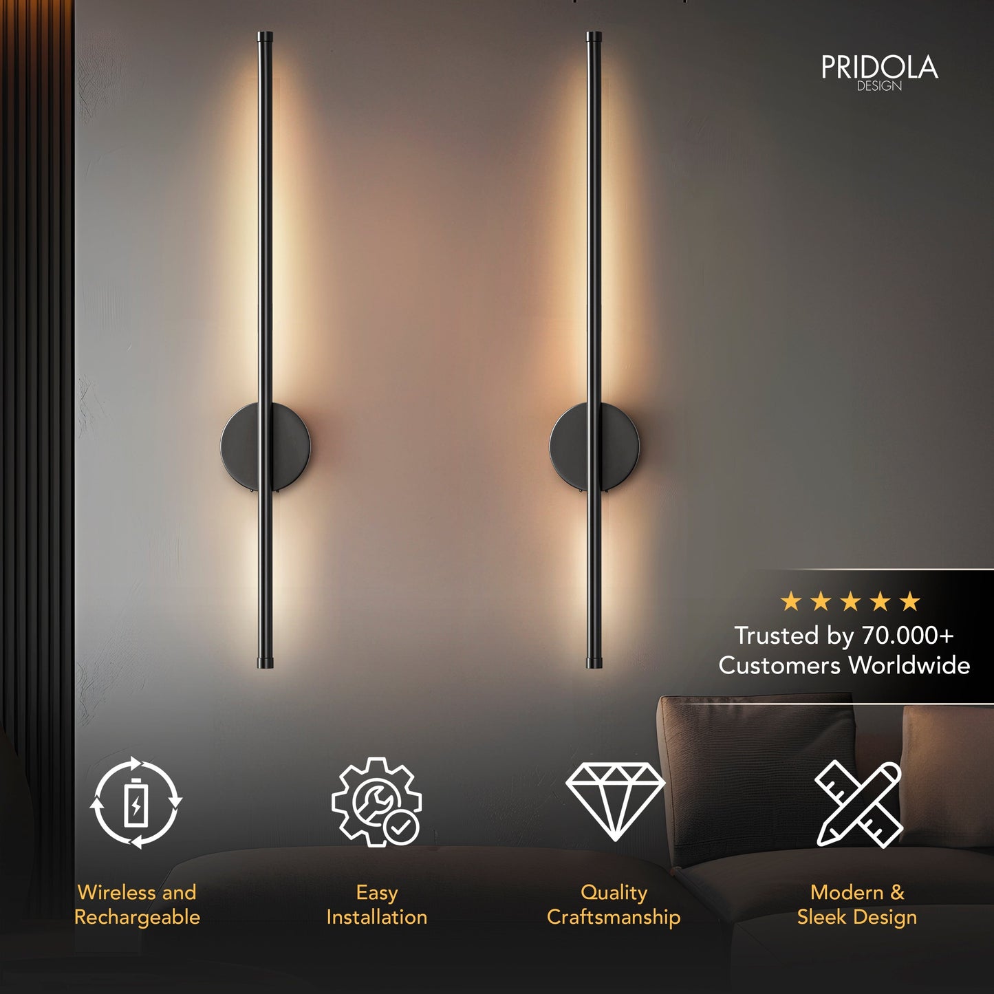 Astornia™ | Draadloze Moderne Muurlampen (Set van 2)